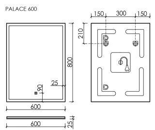 Зеркало с подсветкой Sancos Palace PA600 60см с сенсорным выключателем